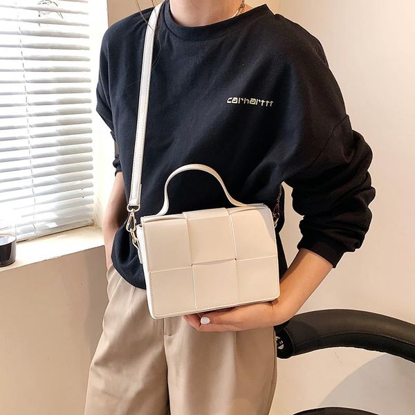 

evening bags small weave women shoulder square pu leather messenger ladies simple flap tote crossbody bag white handle handbags