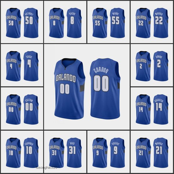

printed custom orlandomagicmen cole anthony nikola vucevic evan fournier aaron gordon terrence ross robin lopez custom blue statement editio, Black