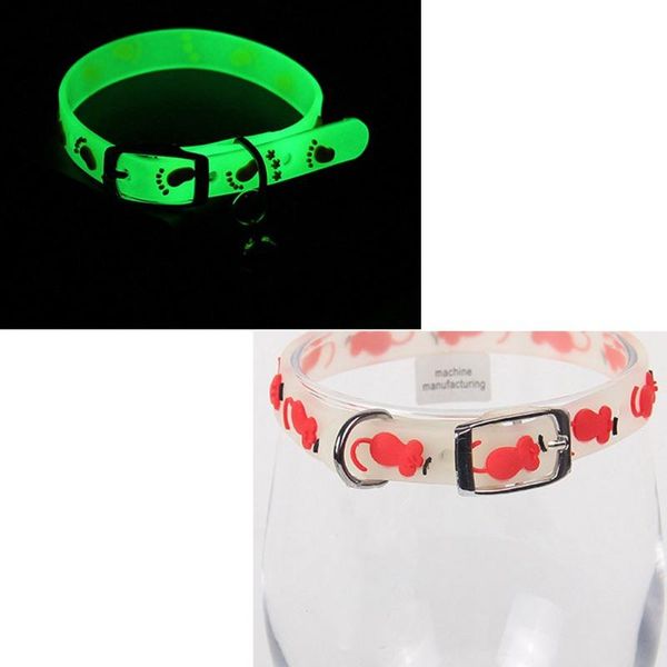 

night safety dog cat collar lighting bell 4 pcs/lot rubber pet lights glowing luminous neck strap with collars & leashes