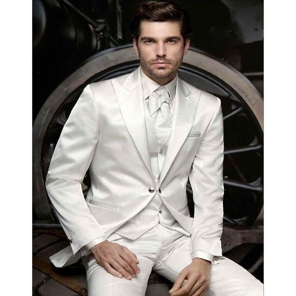 

men's suits & blazers gentleman style mens white wedding for men peaked lapel tuxedos one button groom (jacket+pants+vest), White;black
