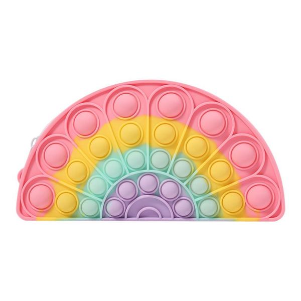 

storage bags girls' handbag unzip toy zipper closure rainbow peacock fan-shaped design multifunctional bag