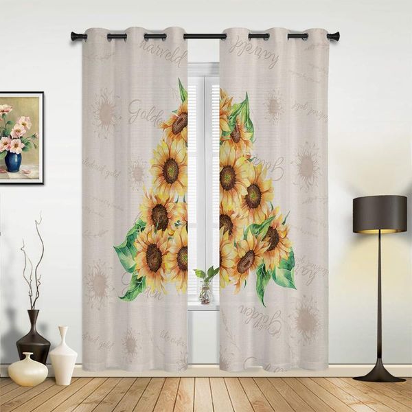 

sunflower watercolor texture curtains for bedroom kids room living window curtain luxury kitchen & drapes