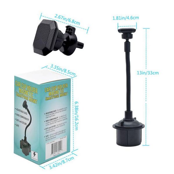 

universal 2 pcs set magnetic car cup holder long arm air vent mobile phone mount d08a cell mounts & holders