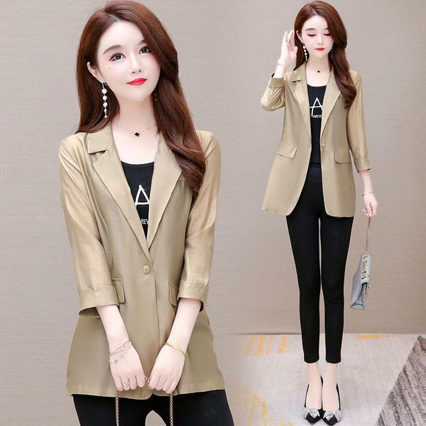

women's suits & blazers thin suit jacket trend spring and summer 2021 slim korean casual fashion small sunscreen coat, White;black