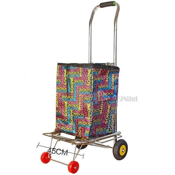 

storage bags handcart shopping cart folding portable luggage pulling goods trailer trolley household
