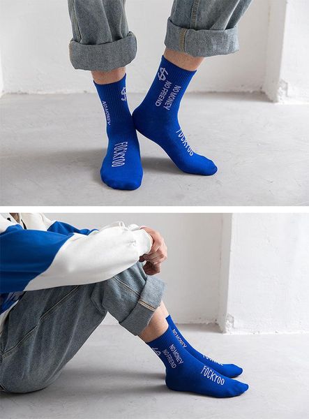 

men's socks 5 pairs men cotton breathable sweat-absorbent spring autumn black deodorant business pack blue money