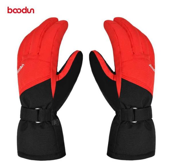 

cycling gloves boodun winter snow separated finger thermal warm windproof waterproof bike fleece touch screen non-slip, Black