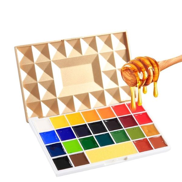 

gift sets 25-color solid watercolor paint set portable travel small gold box hand-painted master