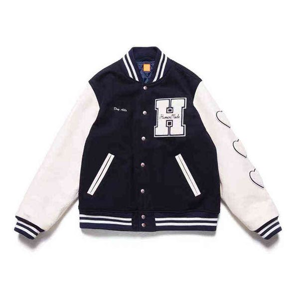 Giacche da baseball vintage Uomo Furry Lettera Ricamo Patch Varsity Giacca Spessa Stile College Casual Chaquetas Cappotto allentato per coppia X0710