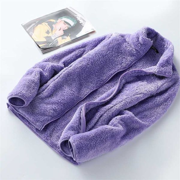 

winter wool fleece jacket women thick cardigan sweater thermal windproof spring windbreaker female hooded warmer coat m-4xl 211109, Black;brown