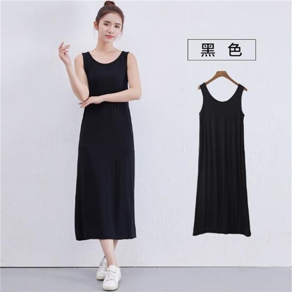 

women's sleepwear long sleepwear dress women sleeveless vest nightdress modal cotton nightwear female nightshirt slim nightgown nuisett, Black;red