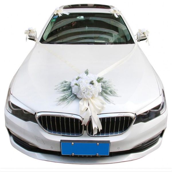

homemade wedding car flowers artificials rose lavender with ribbon sucker decoration accessories for party supplies decorative & wreaths