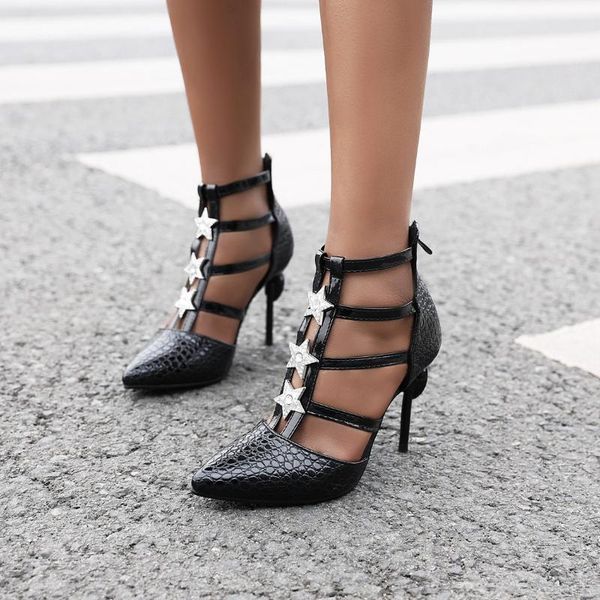 

dress shoes sandals women's summer high heels roman diamond large, Black