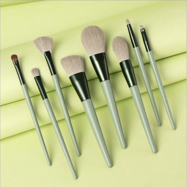 

makeup tools 8pcs brush sets with wooden handle and aluminum tube nylon hair1