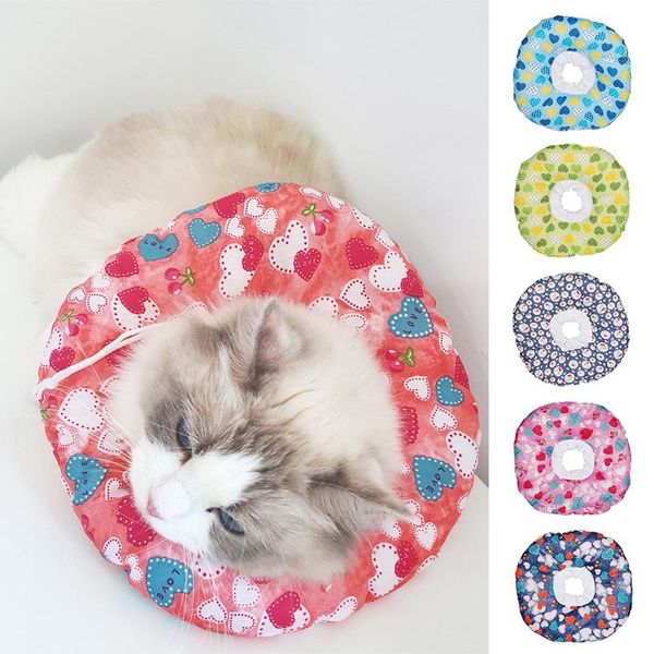 

cat collars & leads soft comfortable anti-lick recovery collar pp cotton wound healing protection cats cute printing pet free