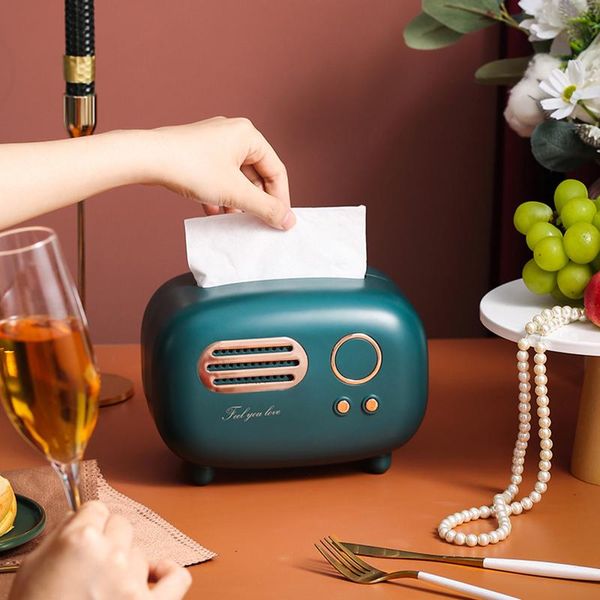 

tissue boxes & napkins light luxury household storage box retro radio model desknapkin finishing case paper holder home office ornament