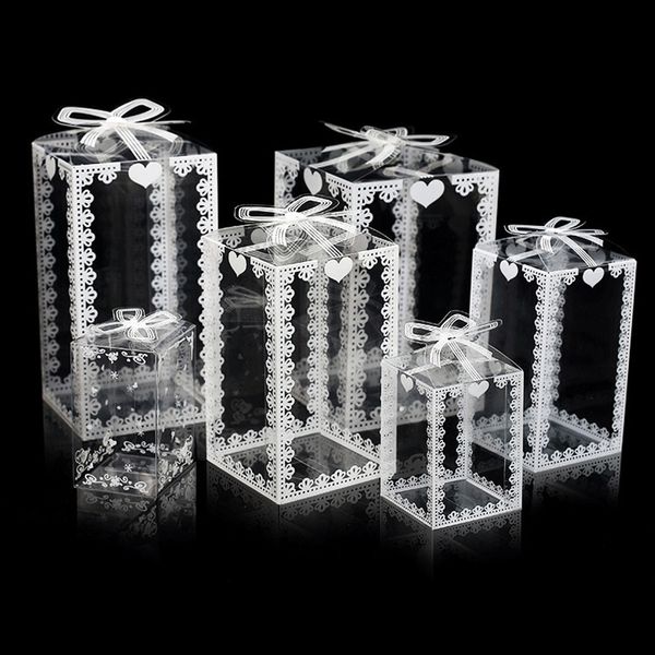 Scatola trasparente in PVC Party Plastic Packaging Present Flower Box Regalo Flower Compleanno Baby Shower Preferisce scatole trasparenti