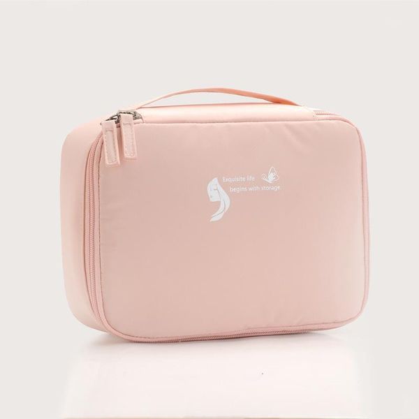 

waterproof pink cosmetic bag portable travel organizer make up women fashion toiletry bags suitcase and makeup & cases1