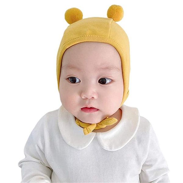 

caps & hats born baby hat spring autumn cotton boy girl bomber net red cute infant fetal cap 3-24 months children bonnets 1-2 years, Yellow