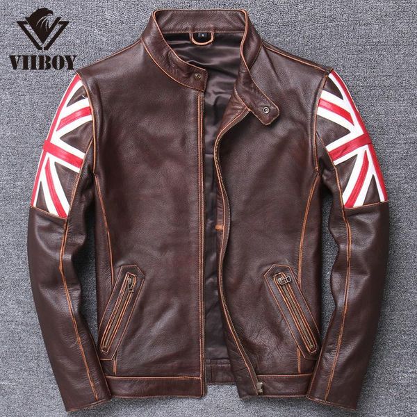 

men's leather & faux men real cow jackets genuine jacket motorcycle bicycle short slim design m-5xl high standard, Black