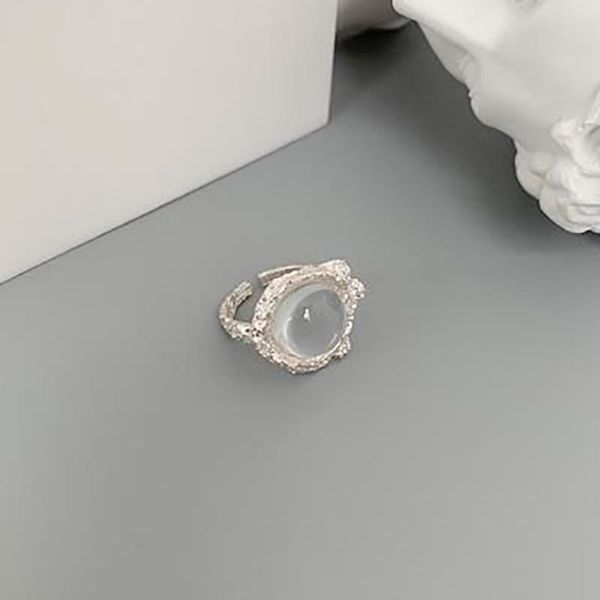 

cluster rings original design silver diamond french texture white crystal opening adjustable ring elegant noble ladies jewelry, Golden;silver