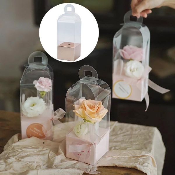 

transparent hand flower box packaging bouquet gift boxes for diy wedding favor birthday party valentine's day cake wrap