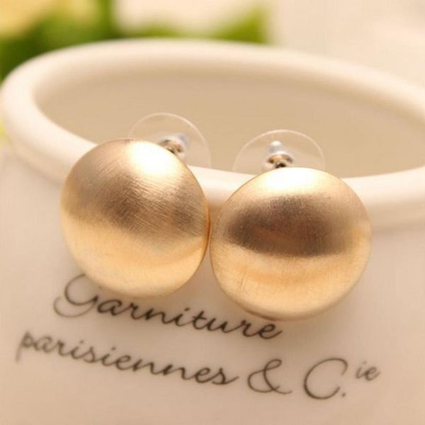 

stud frosted gold semi-ball earring for women vintage earrings metal big and small different size wholesale, Golden;silver