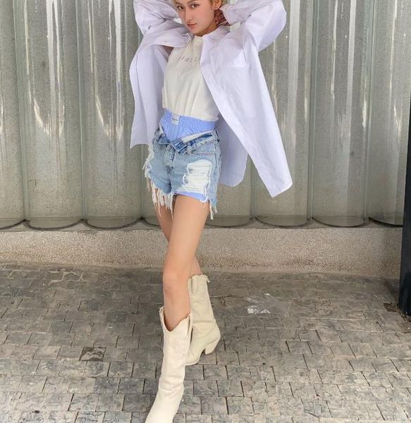 

women's jeans 110203 summer fashion classic letter print design feeling of burr high waist versatile casual denim shorts a2, Blue