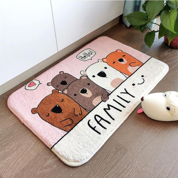 

thickened cartoon imitation cashmere toilet bathroom water absorption household entrance mat floor bath mats