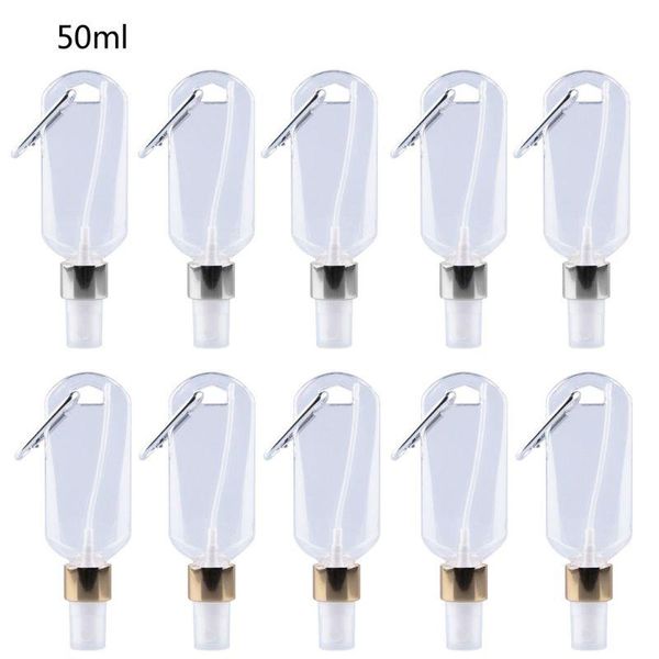 

storage bottles & jars 5pcs 50ml reusable portable mini alcohol spray bottle hand sanitizer travel small holder hook keychain carrier