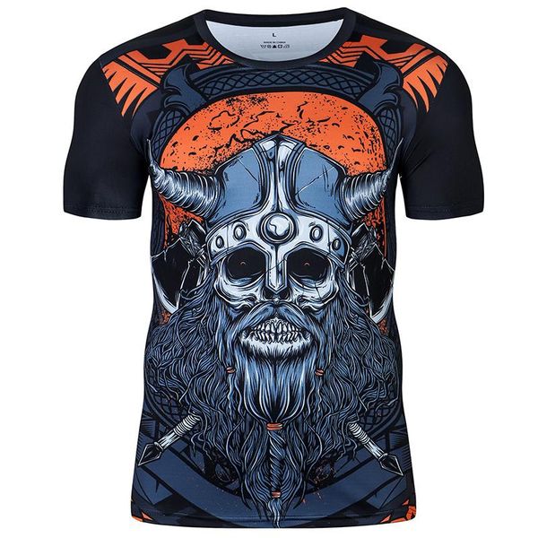 

men's t-shirts quick dry sport t shirt men short sleeves summer casual plus asian size gym tshirt clothes 3d skull printed breathable t, White;black