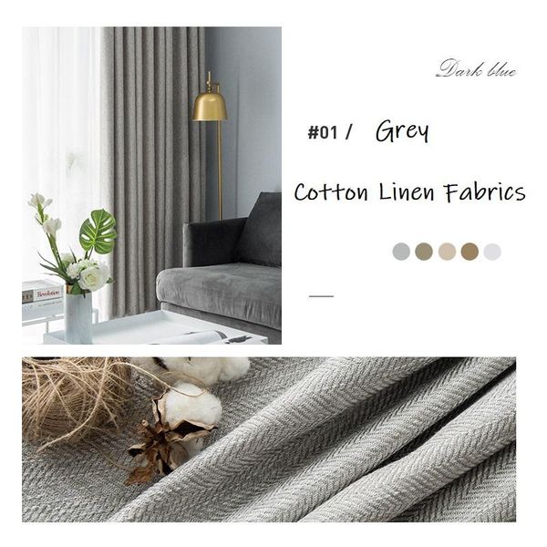 

curtain & drapes japan style thick cotton linen blackout curtains for living room bedroom nordic herringbone pattern grey fabrics