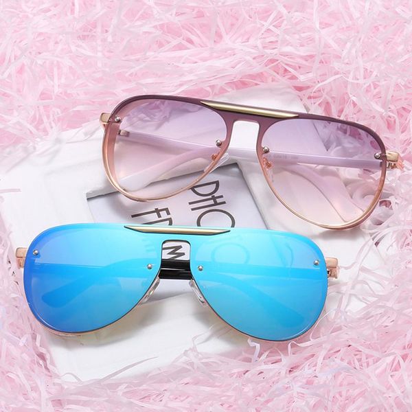 

sunglasses luxury female male shape driving glasses siamese sun metal frame, White;black