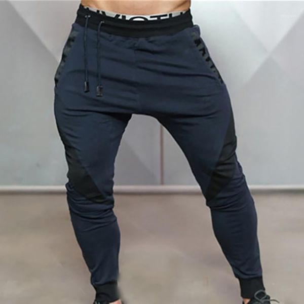 

spring stylish men fashion cool casual pants pencil printed trousers men's, Black