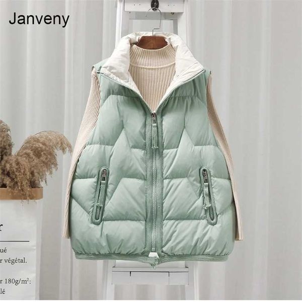 

winter sleeveless jacket female down vest duck puffer waistcoat ultra light winderproof outwear women gilet 211020, Black;white