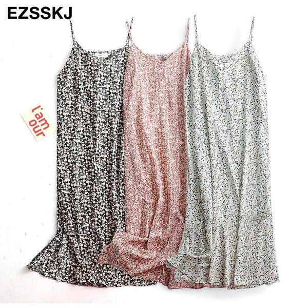 

summer floral suspender camisole dress women a-line camis female home beach dresses o-neck casual, Black;gray