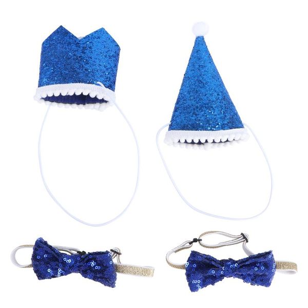 

dog apparel 2 sets pet crown hat bow tie birthday collar supplies