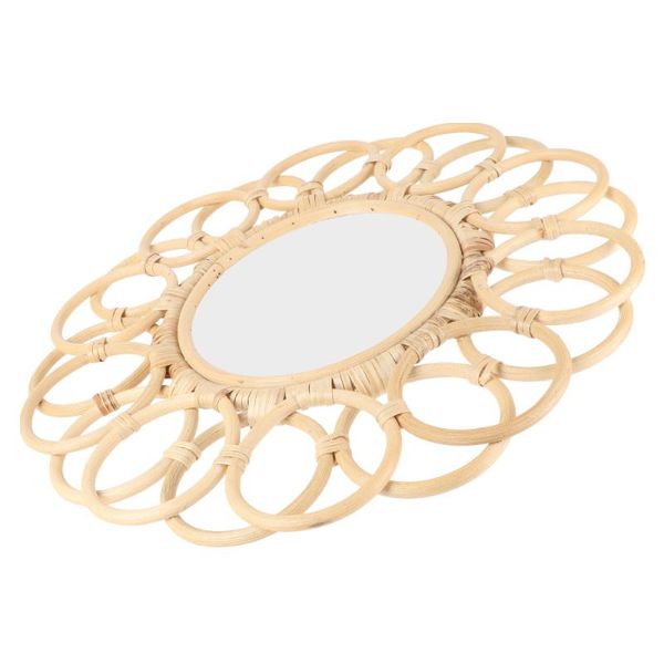 

mirrors 1pc rattan weaving mirror vintage wall home hanging (khaki)
