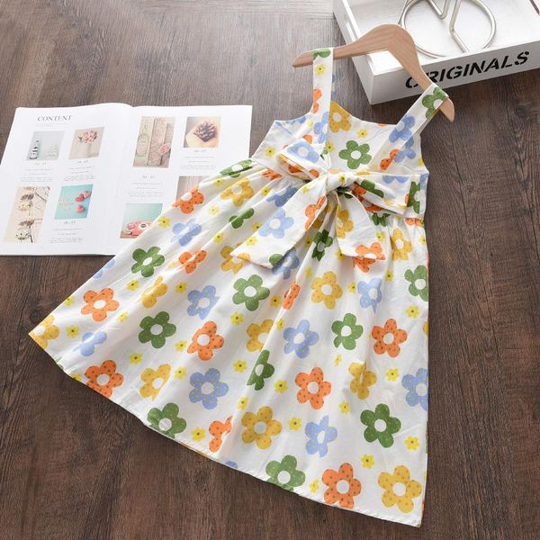 

girl's dresses melario summer baby girl clothes sleeveless floral princess dress kids casual strapless bow vestidos, Red;yellow