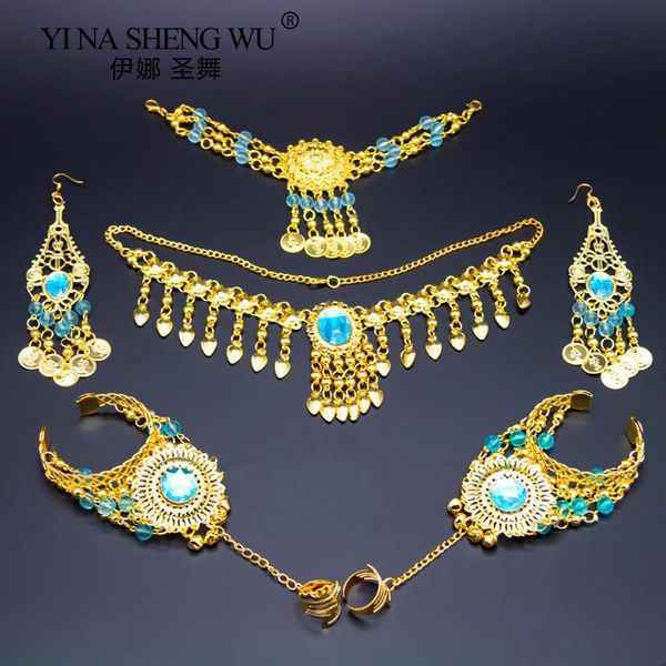 

stage wear hair decoration band head dance show out jewelry accessories belly earring bohemian style coin chain, Black;red