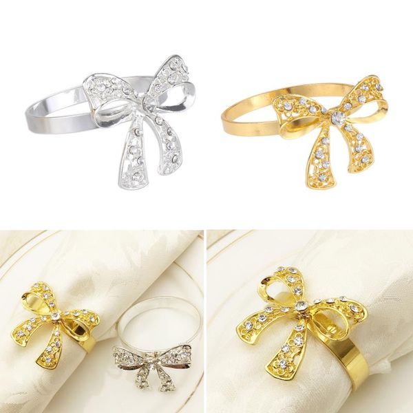 

6pcs rhinestone napkin rings wedding holder diamond butterfly knot buckle party dinner table decor el supplies