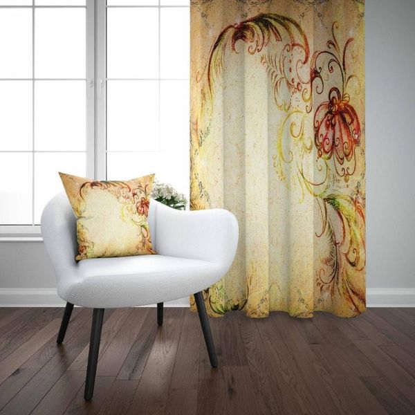 

curtain & drapes else brown yellow ottoman vintage floral flower roses 3d print living room bedroom window panel combine gift pillow case