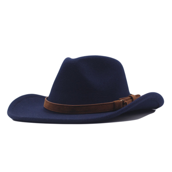

wide brim hats fedoras women's felt hat, jazz sombrero for men and women, vintage casual fall winter cowboy hat with rolled, Blue;gray