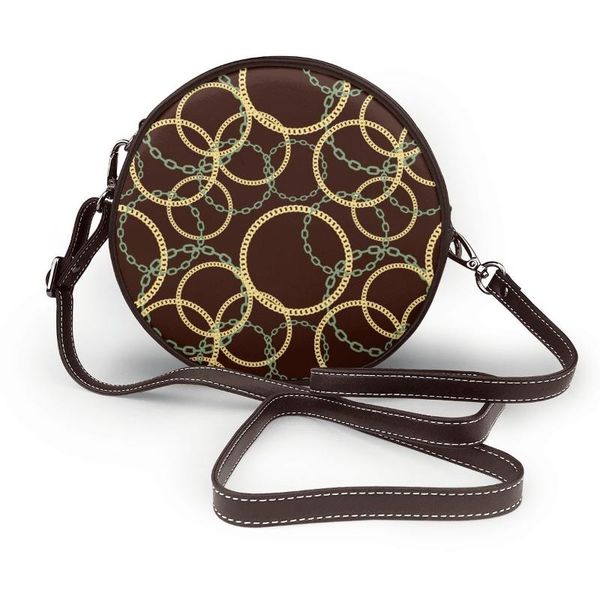 

evening bags noisydesigns golden chain printing bag round shoulder small handbags women summer messenger crossbody euporean pattern