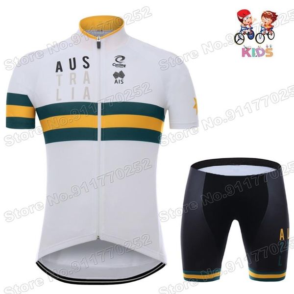 

australia kids cycling jersey set boys girls national team clothing children road bike suit ropa ciclismo maillot racing sets, Black;blue