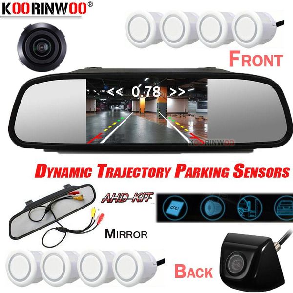 

car rear view cameras& parking sensors koorinwoo moving video 8 probe 4 front + back camera trunk cam with display blind spot security