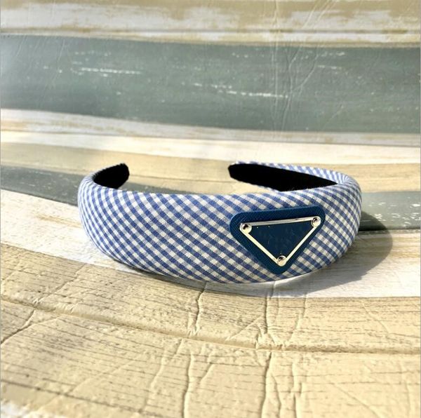

star with the same paragraph lattice letter headband triangle retro plaid wide version net red big-name headdress high quality, Silver
