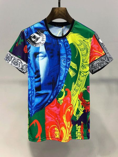 

men's t-shirts camiseta de manga corta con estampado 3d flores y animales para hombre, ropa calle verano mujer, corona algodÃ³n s246, White;black