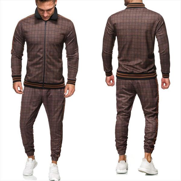 

fashion 3d printing gentlemen mens tracksuit set sporting suit sets zipper sweatshirt sweatpants clothing 2 pieces, Gray