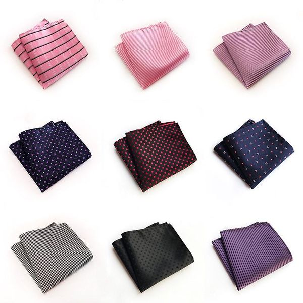

bow ties silk handkerchief for man pink red black grid dot striped men's square pocket wedding party business suit, Black;gray